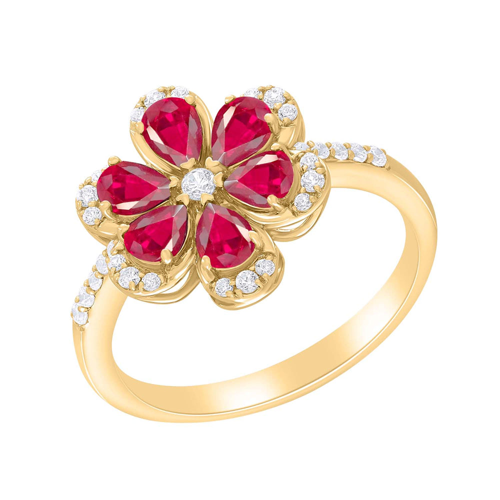 10kt Yellow Gold 1.20 Ruby + 0.20 TW Diamond Ring