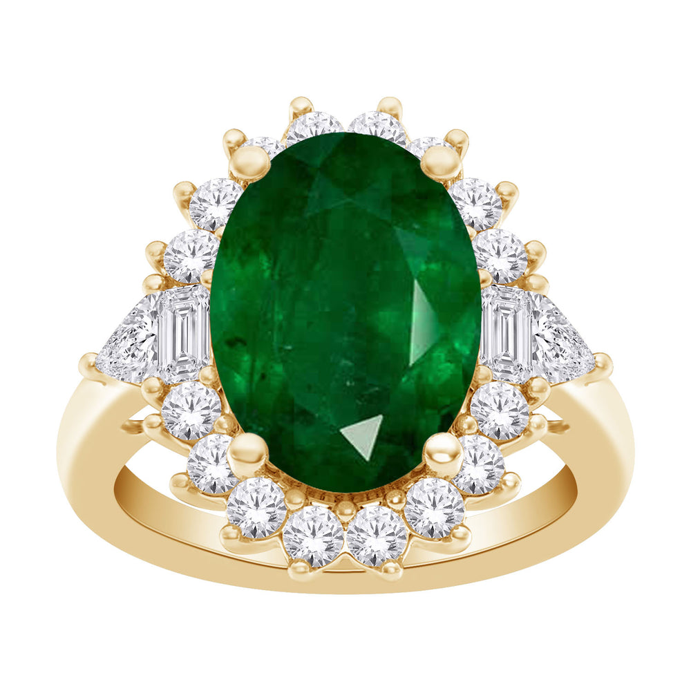 10kt Yellow Gold 1.05 Emerald + 0.40TW Diamond Ring