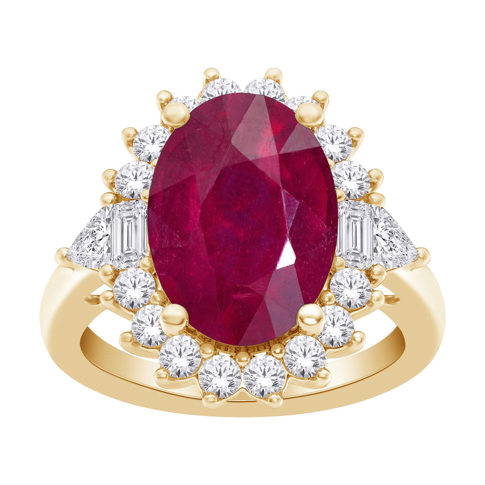 10kt Yellow Gold 1.50 Ruby + 0.40 TW Diamond Ring