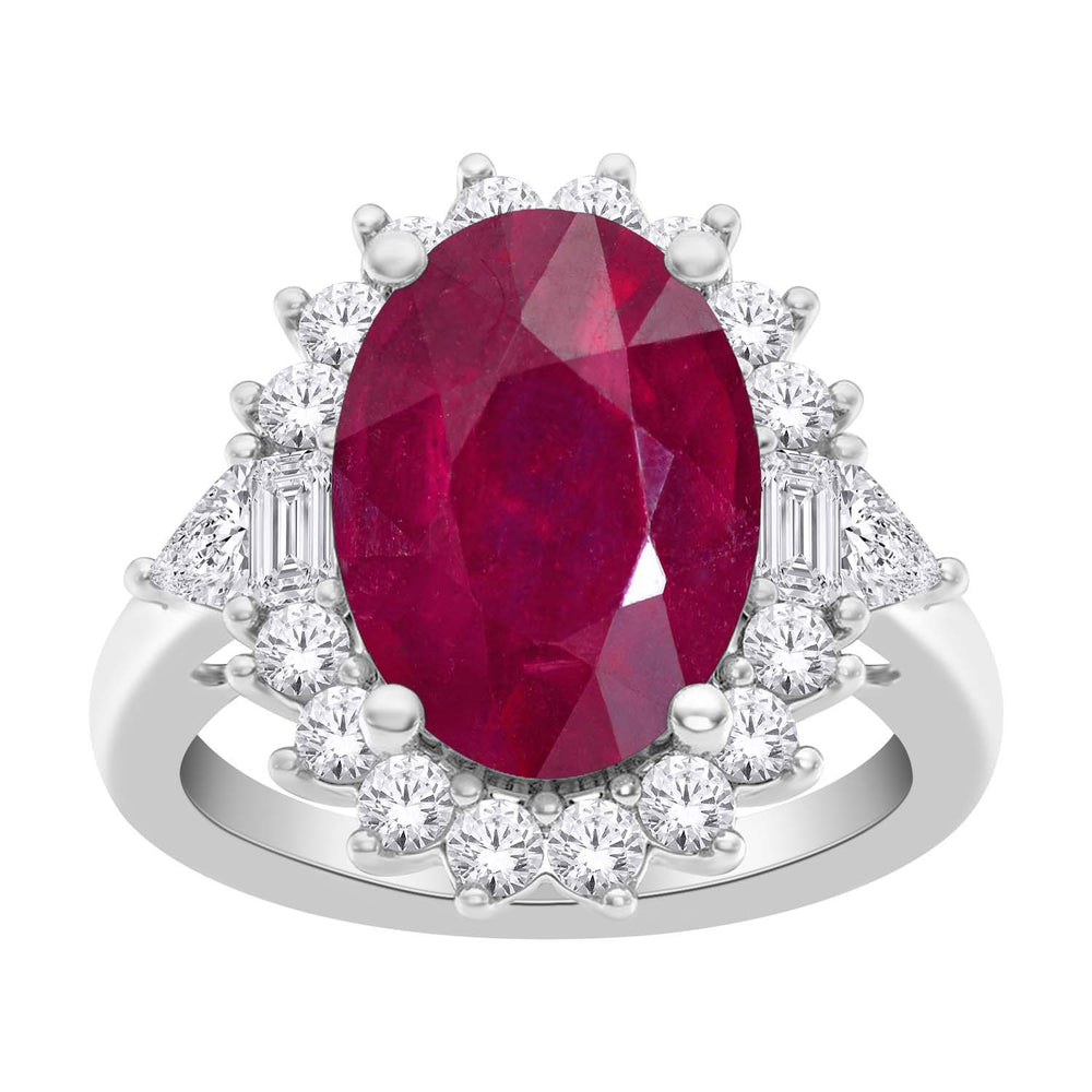 10kt White Gold 1.50 Ruby + 0.40 TW Diamond Ring