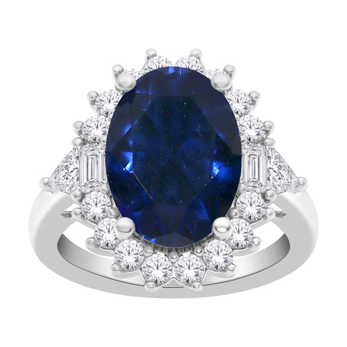 10kt White Gold 1.50 Sapphire + 0.40 TW Diamond Ring