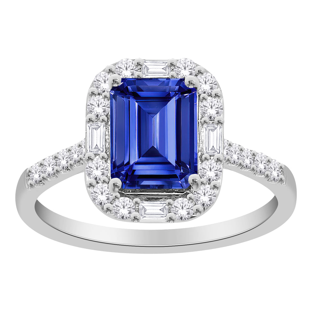 10kt White Gold 1.65 Sapphire + 0.40 TW Diamond Ring