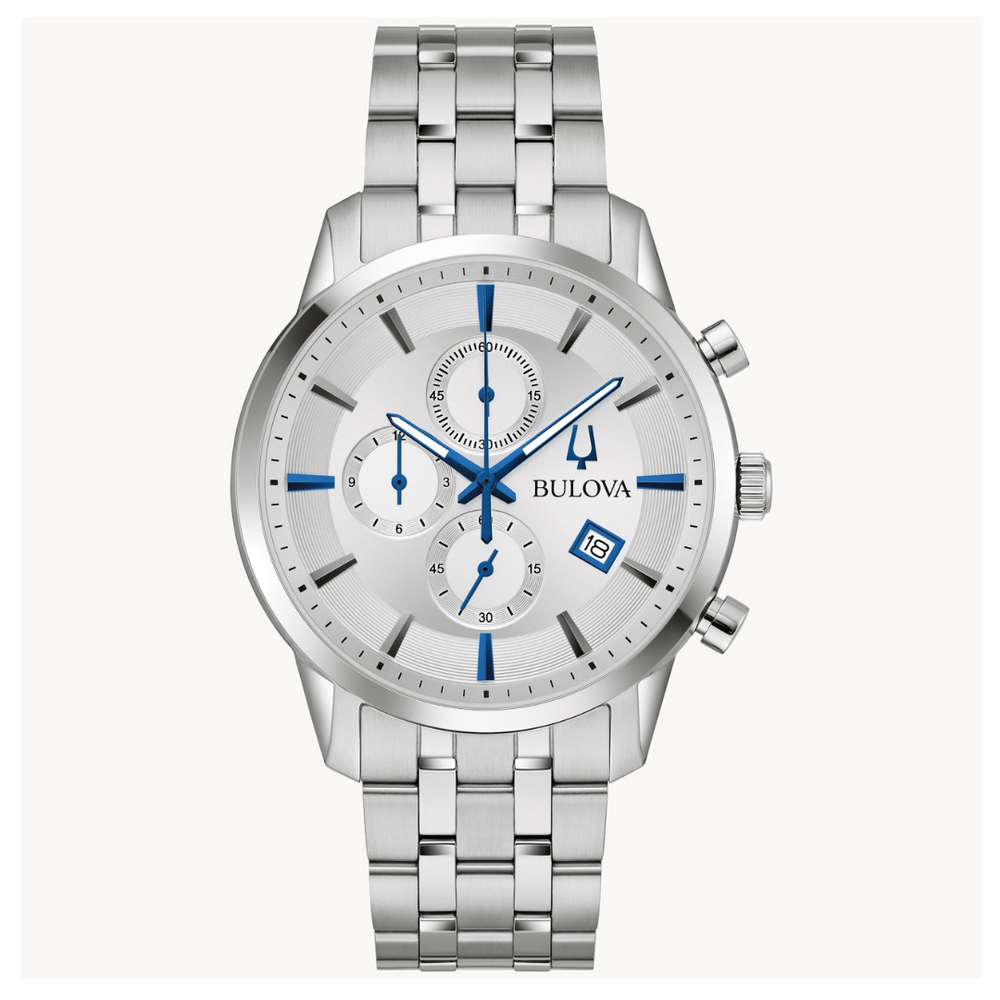 Bulova Men's Sutton Chronograph Silver Watch - 96B404