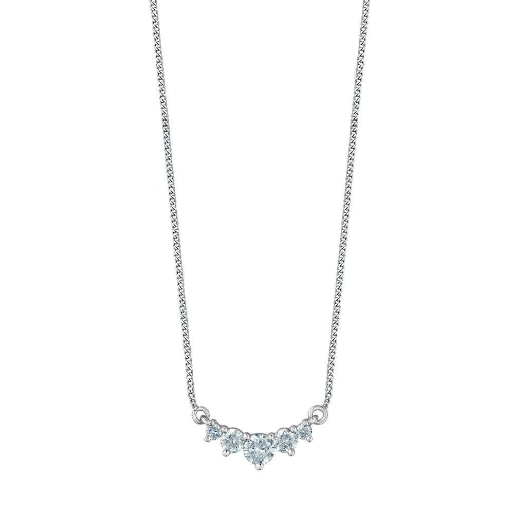 10kt White Gold 0.33ct Round Cut Lab Grown Diamond 5 Stone Pendant and Chain