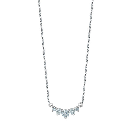 10kt White Gold 0.33ct Round Cut Lab Grown Diamond 5 Stone Pendant and Chain