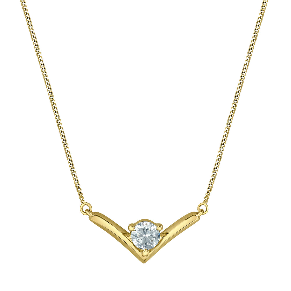 10kt Yellow Gold 0.30ct Round Cut Lab Grown Diamond Pendant and Chain