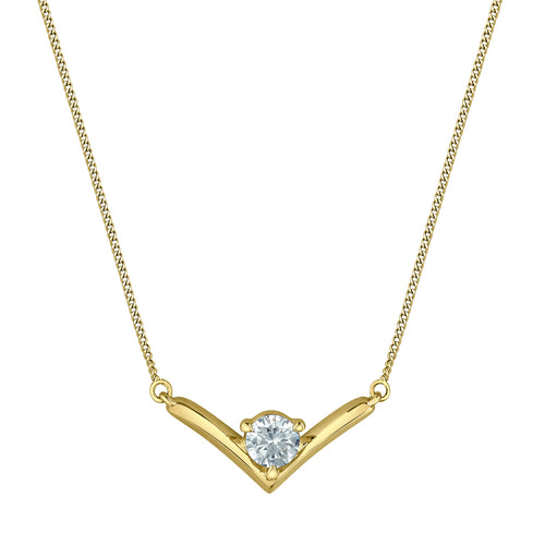 10kt Yellow Gold 0.30ct Round Cut Lab Grown Diamond Pendant and Chain