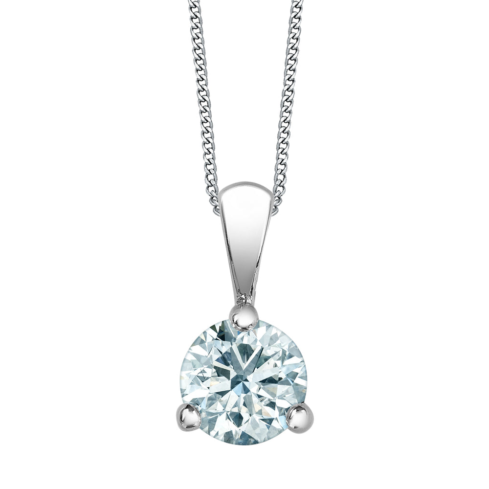 10kt White Gold 0.70ct Round Cut Lab Grown Diamond Pendant and Chain