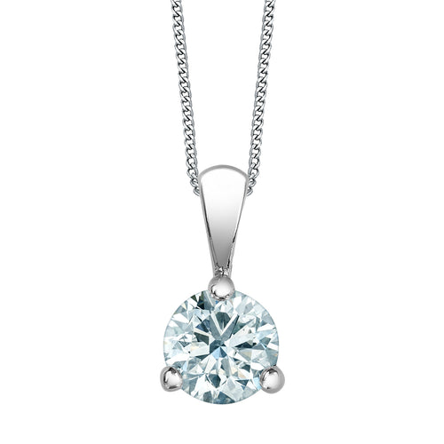 10kt White Gold 0.70ct Round Cut Lab Grown Diamond Pendant and Chain