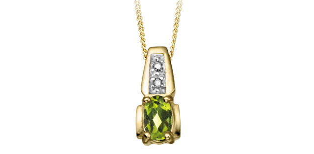 10kt Yellow Gold Peridot & Diamond Pendant