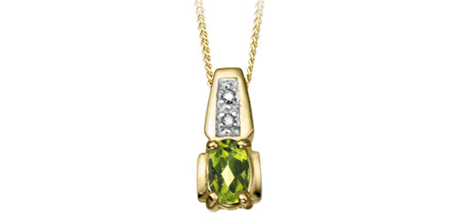 10kt Yellow Gold Peridot & Diamond Pendant