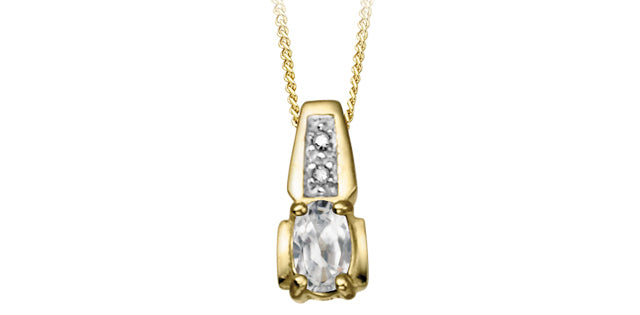 10kt Yellow Gold White Zircon & Diamond Pendant