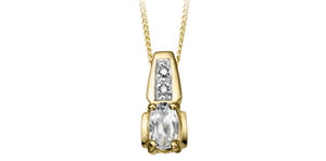 10kt Yellow Gold White Zircon & Diamond Pendant