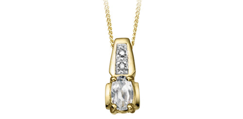 10kt Yellow Gold White Zircon & Diamond Pendant