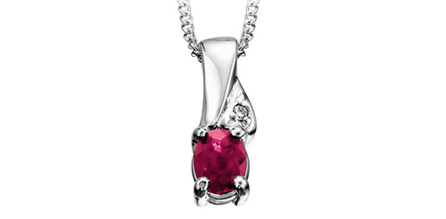 10kt White Gold Ruby & Diamond Pendant
