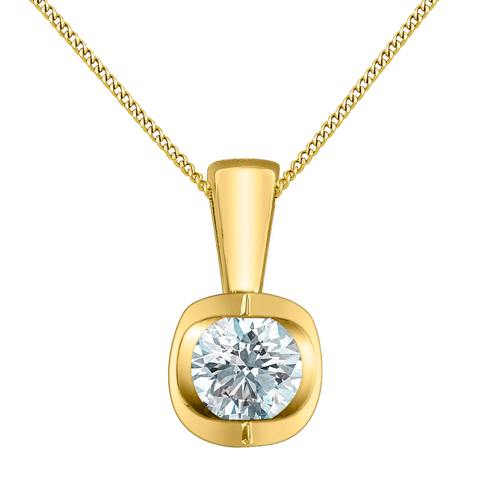 10kt Yellow Gold 0.30ct Round Cut Lab Grown Diamond Pendant and Chain