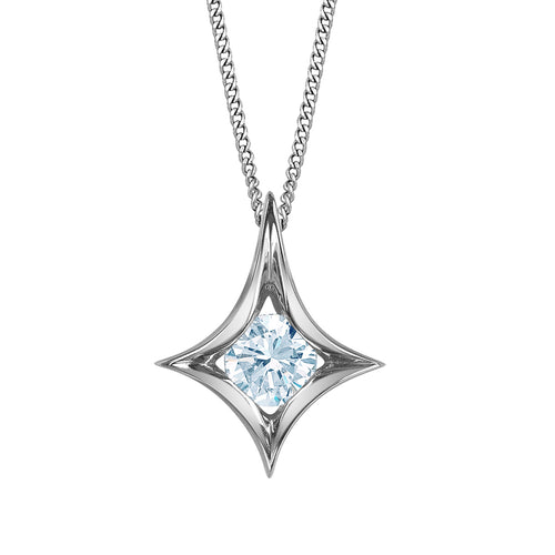 10kt White Gold 0.25ct Round Cut Lab Grown Diamond Star Pendant and Chain