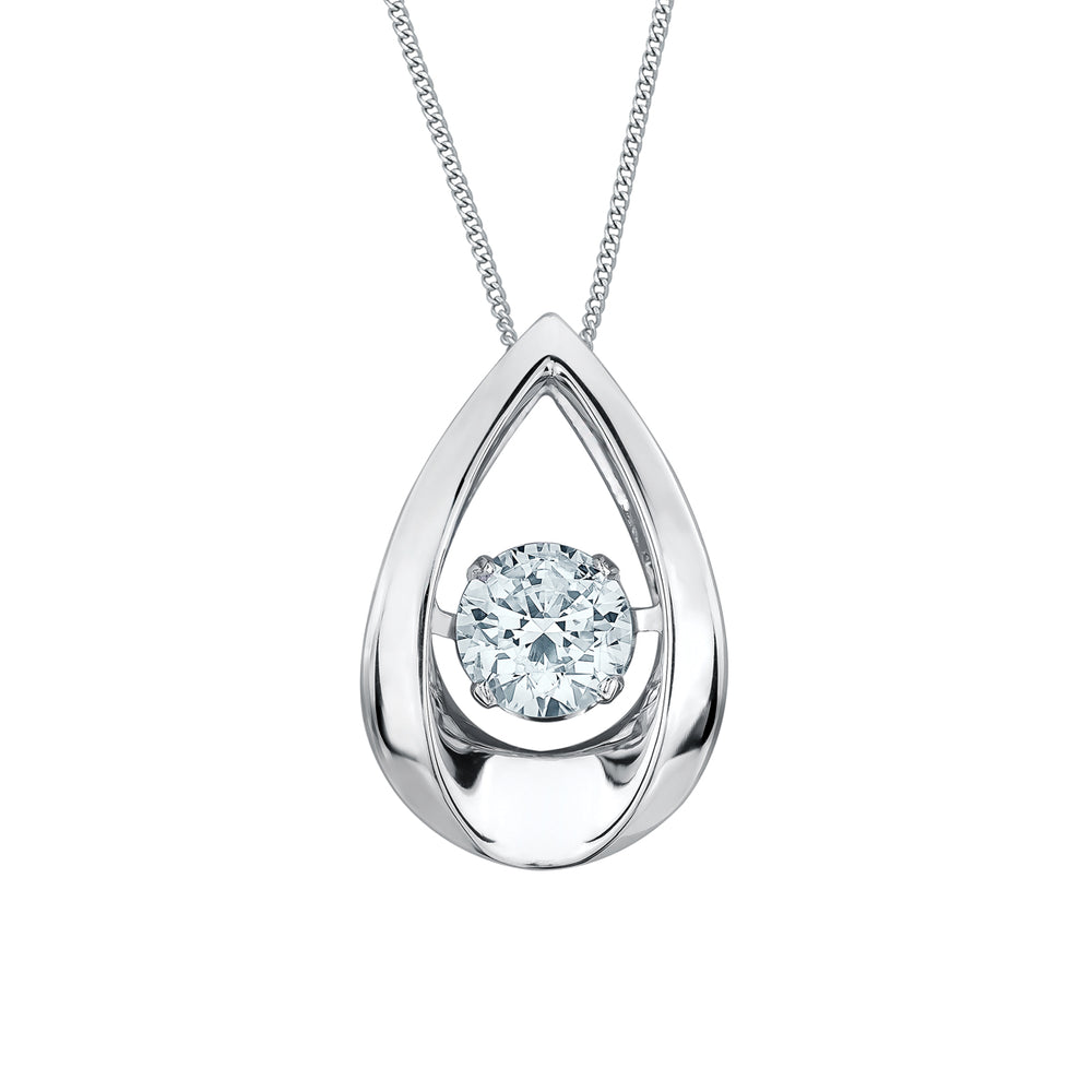 10kt White Gold 0.30ct Round Cut Lab Grown Diamond Floating Pendant and Chain