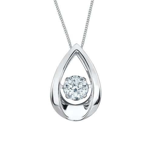 10kt White Gold 0.30ct Round Cut Lab Grown Diamond Floating Pendant and Chain