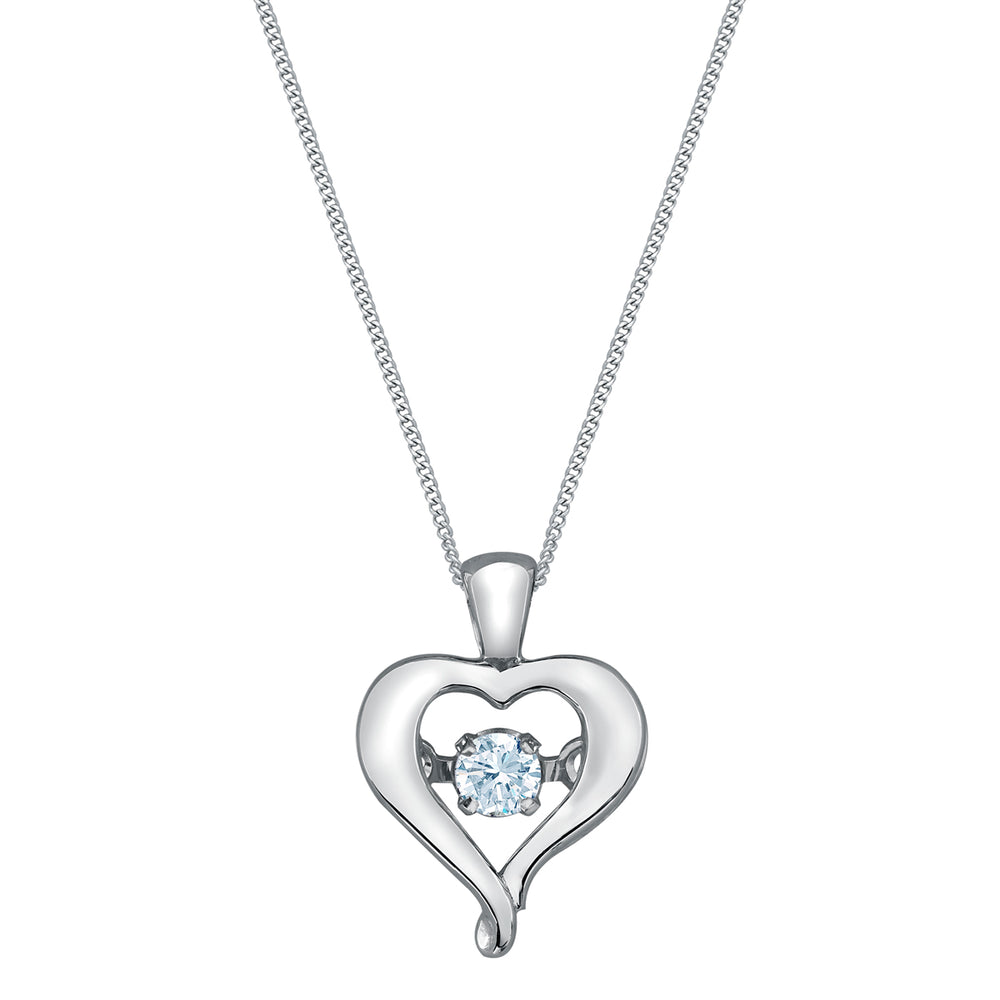 10kt White Gold 0.25ct Round Cut Lab Grown Diamond Floating Heart Pendant and Chain