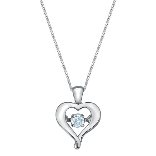 10kt White Gold 0.25ct Round Cut Lab Grown Diamond Floating Heart Pendant and Chain