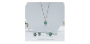 10kt White Gold Natural Emerald & Diamond Pendant