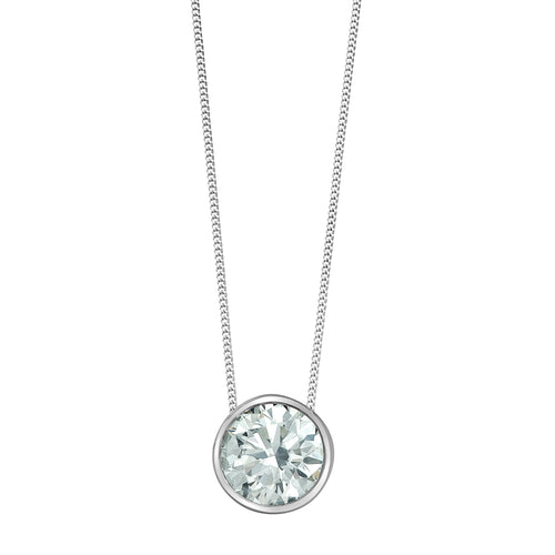 10kt White Gold 0.50ct Round Cut Lab Grown Diamond Bezel Setting Pendant and Chain