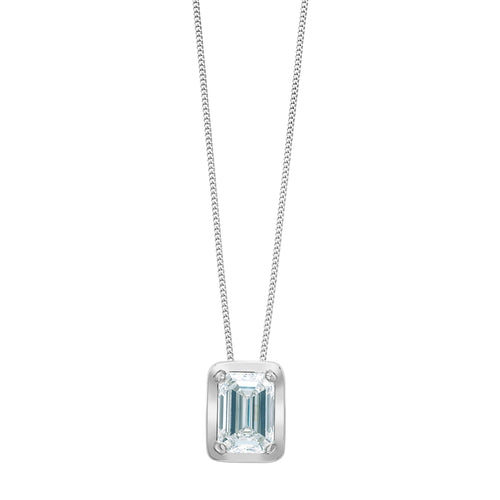 10kt White Gold 0.50ct Emerald Cut Lab Grown Diamond Pendant and Chain