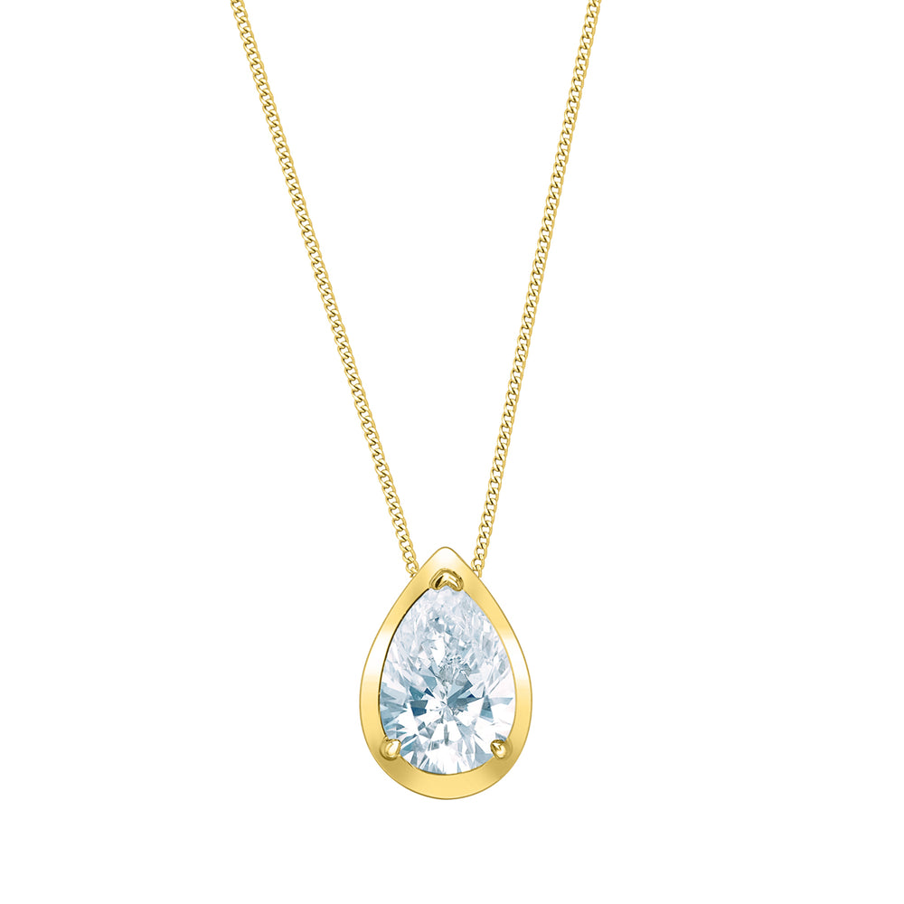 10kt Yellow Gold 0.50ct Pear Cut Lab Grown Diamond Pendant and Chain