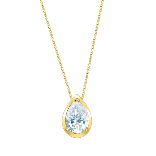 10kt Yellow Gold 0.50ct Pear Cut Lab Grown Diamond Pendant and Chain
