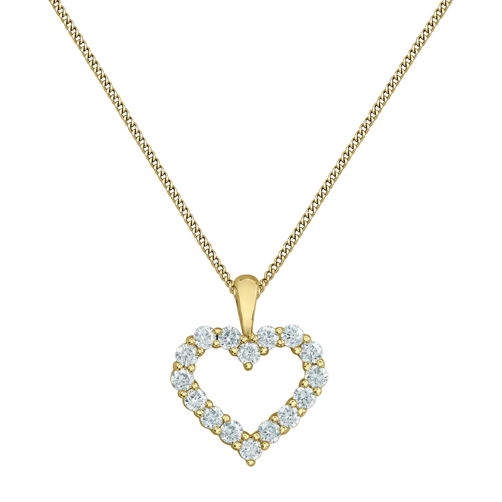 10kt Yellow Gold 0.33ct Round Cut Lab Grown Diamond Heart Pendant and Chain