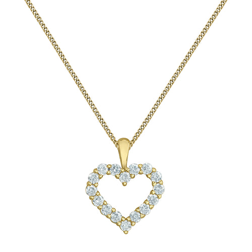 10kt Yellow Gold 0.33ct Round Cut Lab Grown Diamond Heart Pendant and Chain