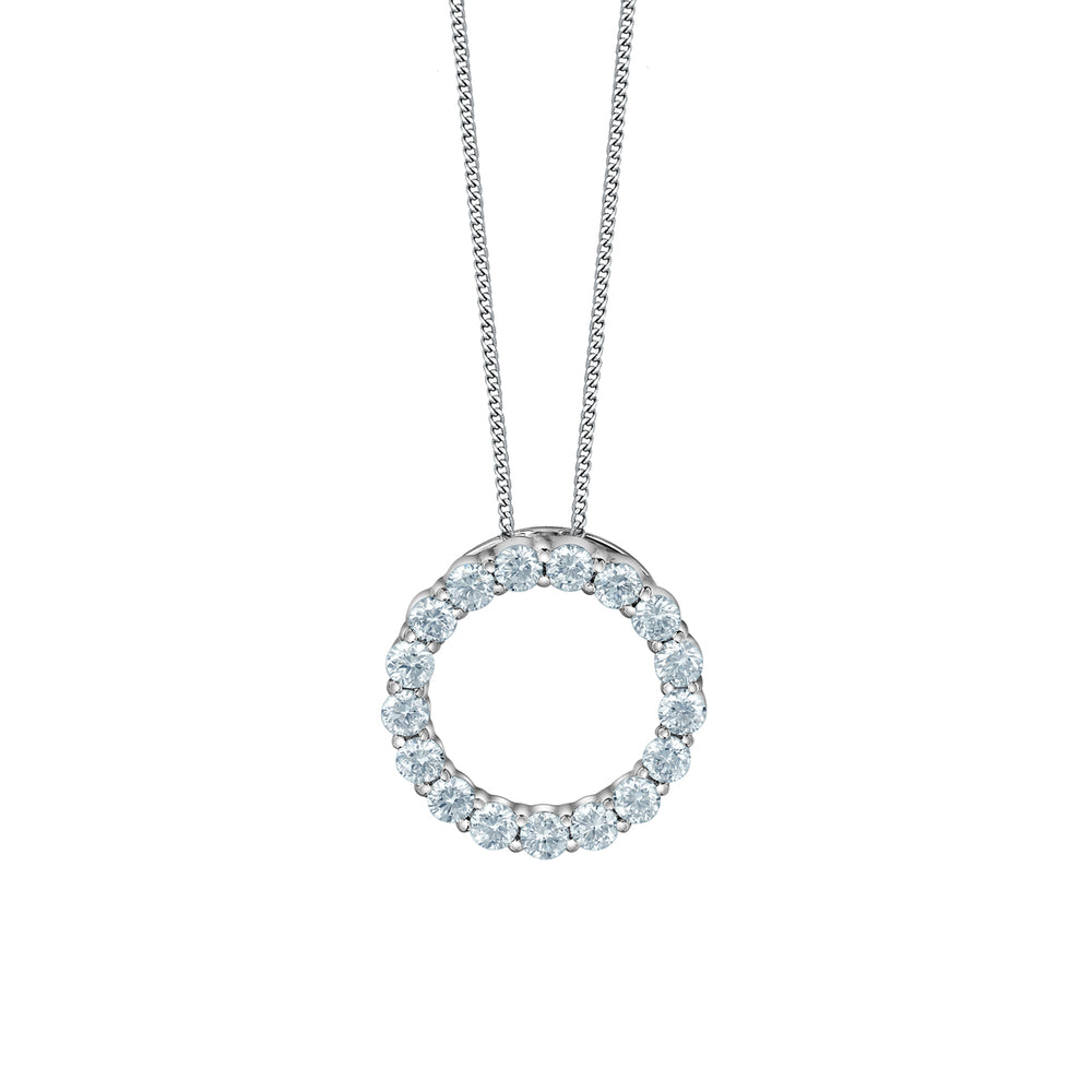 10kt White Gold 0.50ct Round Cut Lab Grown Diamond Circle Of Life Pendant and Chain