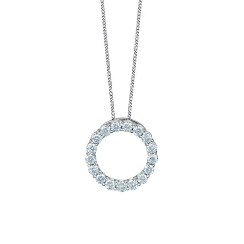 10kt White Gold 0.50ct Round Cut Lab Grown Diamond Circle Of Life Pendant and Chain