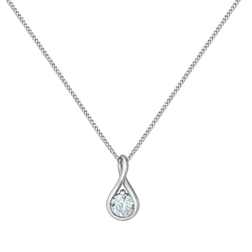 10kt White Gold 0.25ct Round Cut Lab Grown Diamond Pendant and Chain