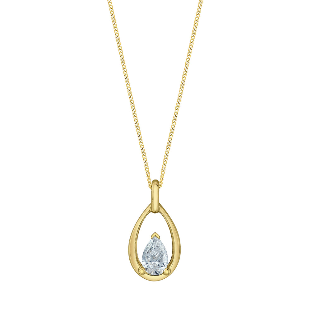 10kt Yellow Gold 0.30ct Pear Cut Lab Grown Diamond Pendant and Chain