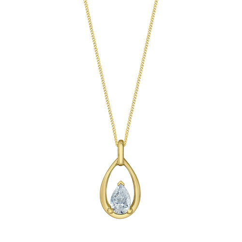 10kt Yellow Gold 0.30ct Pear Cut Lab Grown Diamond Pendant and Chain
