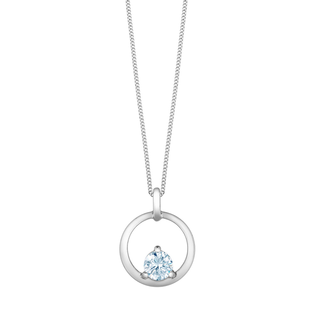 10kt White Gold 0.30ct Round Cut Lab Grown Diamond Pendant and Chain