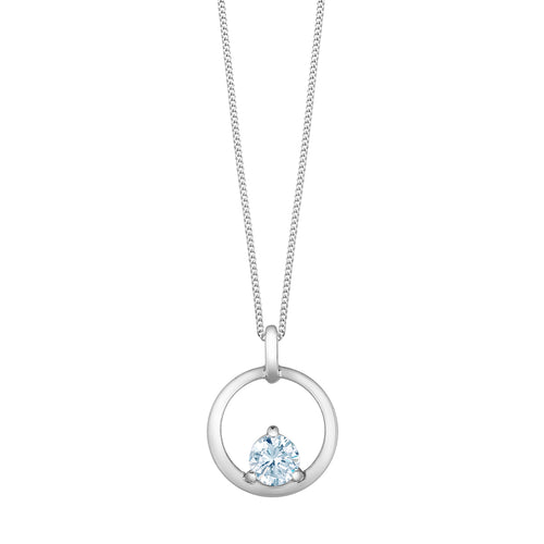 10kt White Gold 0.30ct Round Cut Lab Grown Diamond Pendant and Chain