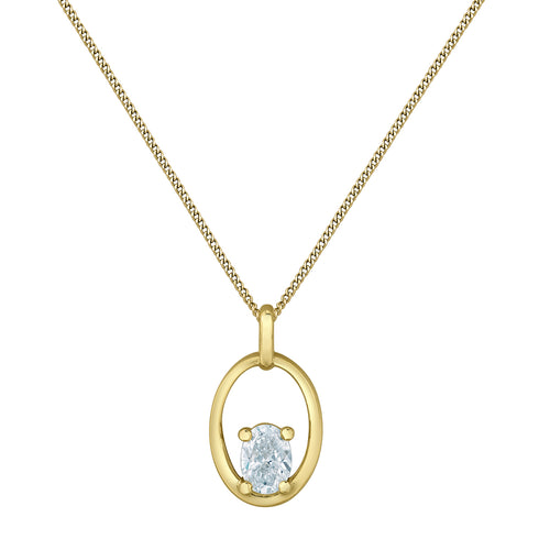 10kt Yellow Gold 0.30ct Oval Cut Lab Grown Diamond Pendant and Chain