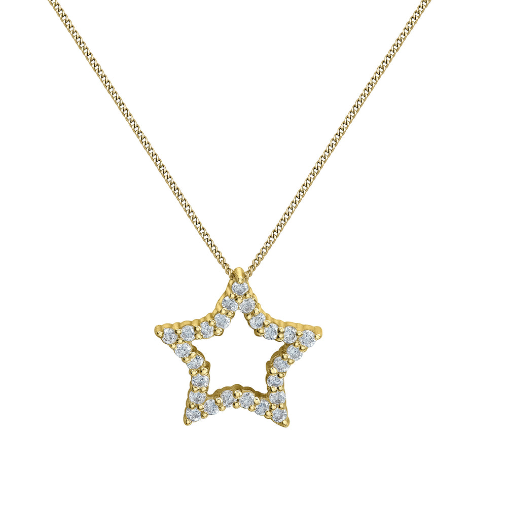 10kt Yellow Gold 0.25ct Round Cut Lab Grown Diamond Star Pendant and Chain