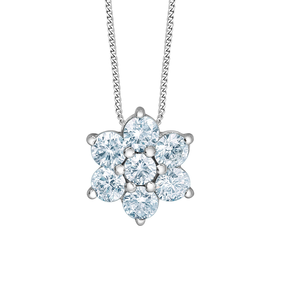 10kt White Gold 0.75ct Round Cut Lab Grown Diamond Snowflake Pendant and Chain