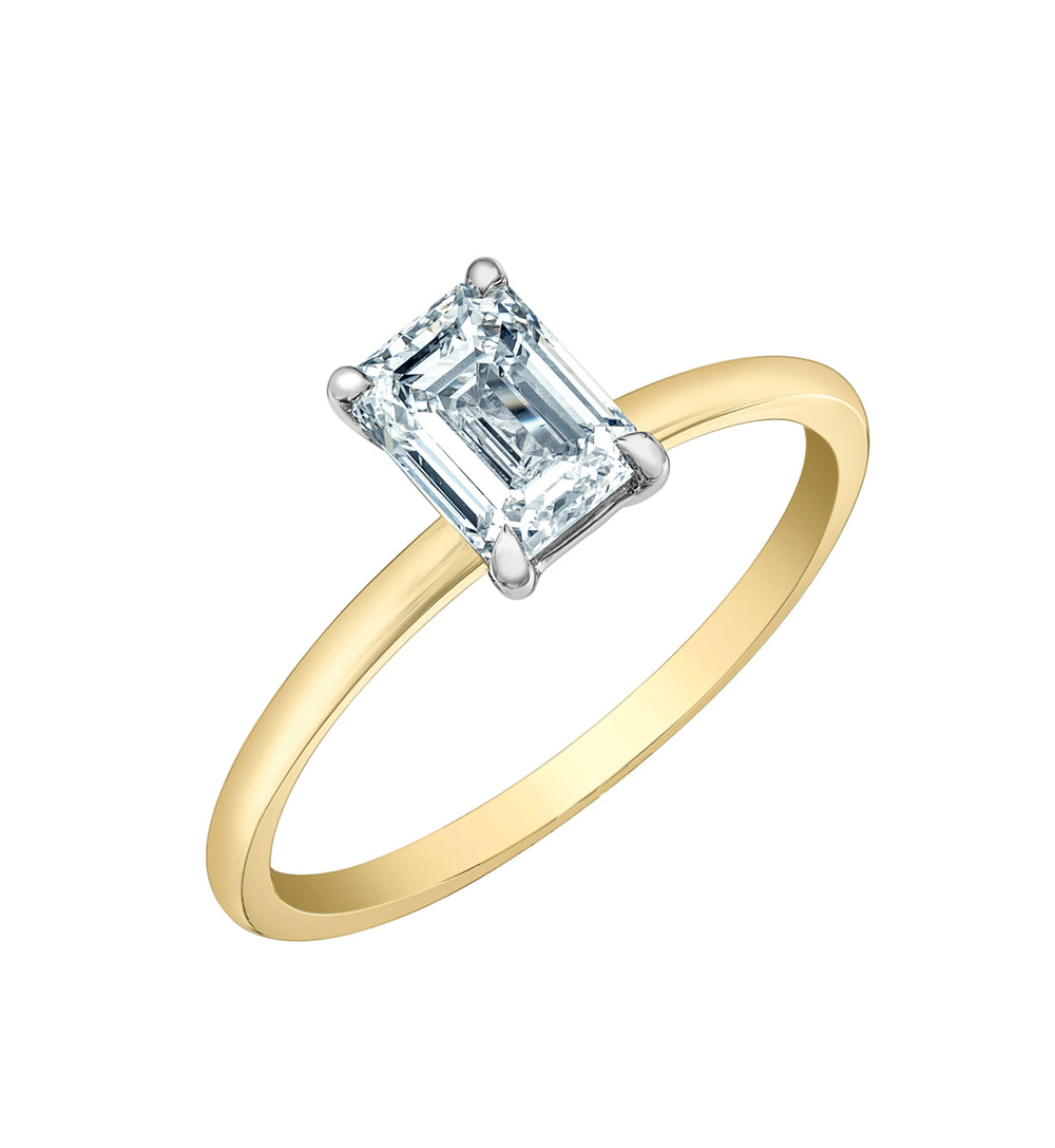 The Petite Peg - Emerald Cut Lab Grown Diamond Solitaire - Customizable Engagement Ring