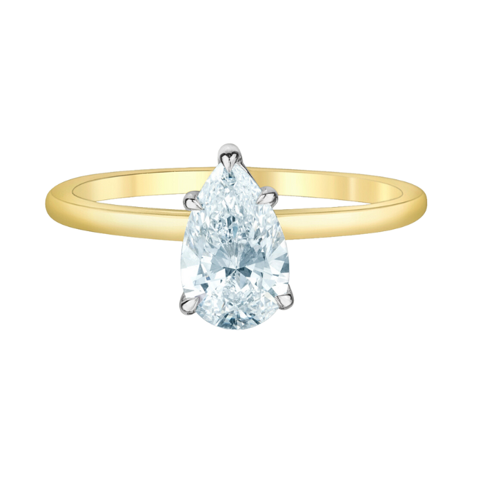 The Petite Peg - Pear Cut Lab Grown Diamond Solitaire - Customizable Engagement Ring