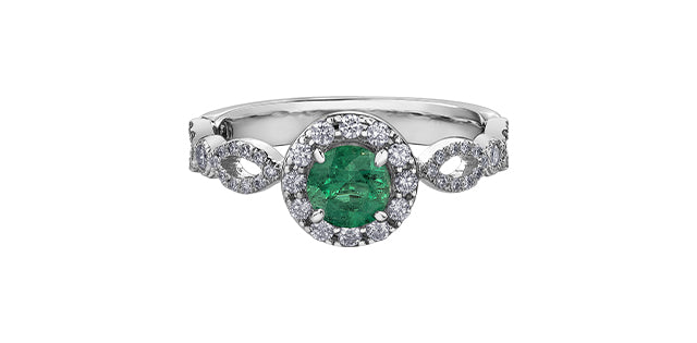18kt Palladium Emerald & Diamond Ring
