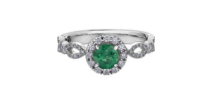 18kt Palladium Emerald & Diamond Ring