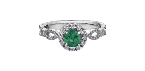 18kt Palladium Emerald & Diamond Ring