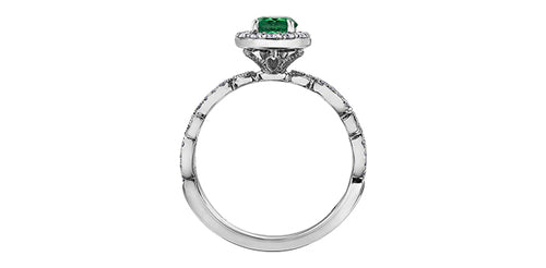 18kt Palladium Emerald & Diamond Ring