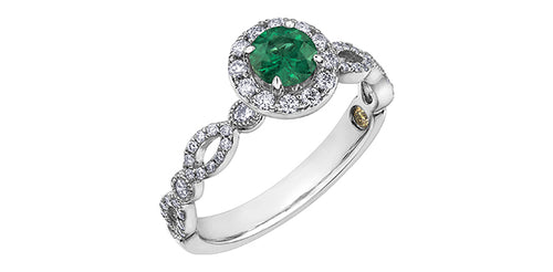 18kt Palladium Emerald & Diamond Ring