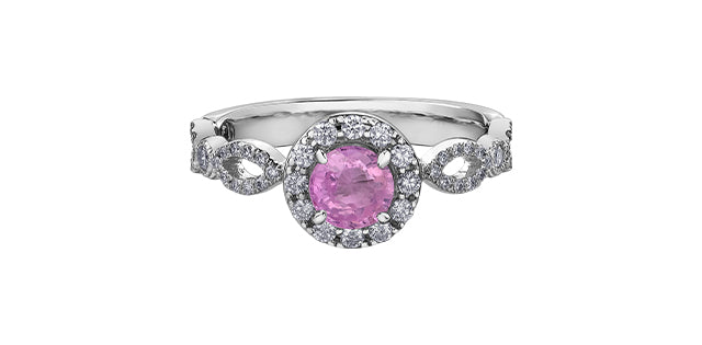 18kt Palladium Pink Sapphire & Diamond Ring